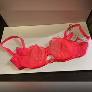 INTIMISSIMI “Daniela” Lollypop Pink Sheer Lace Bra 34DD - NWT